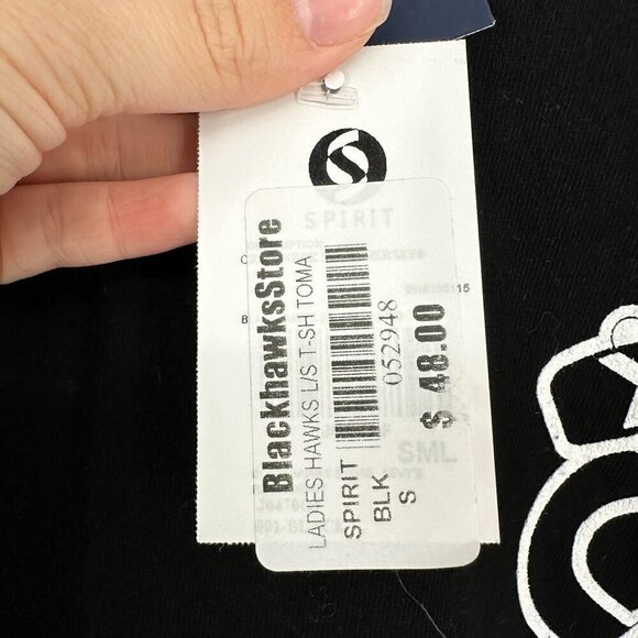 NEW Spirit Jersey Blackhawks Oversized Long Sleeve T-Shirt Black Women's S - Picture 7 of 8